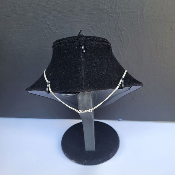 Sterling Silver Dainty Y-Drop Teal Green Bezel Set Necklace 925 stamped - 19" - Picture 4 of 6